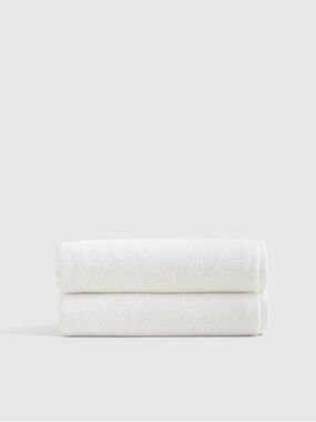 QUINCE Set Of 2 Turkish Ribbed Quick Dry Bath Sheets White 7567